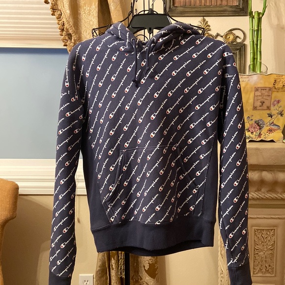 Womens Champion Reverse Weave Allover Logo Hoodie - Picture 1 of 7